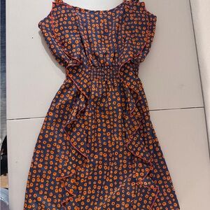 Stylish Orange and navy dot dress flowy women’s